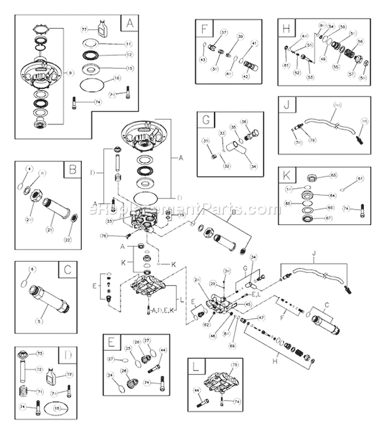 Page A Diagram and Parts List for 1674-0  Briggs and Stratton Pressure Washer
